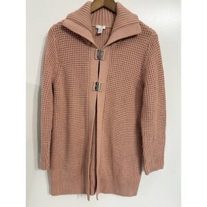 Chico's Sweater Knitted‎ Long Sleeve Clasp Dusty Pink Cardigan Women's SZ 2